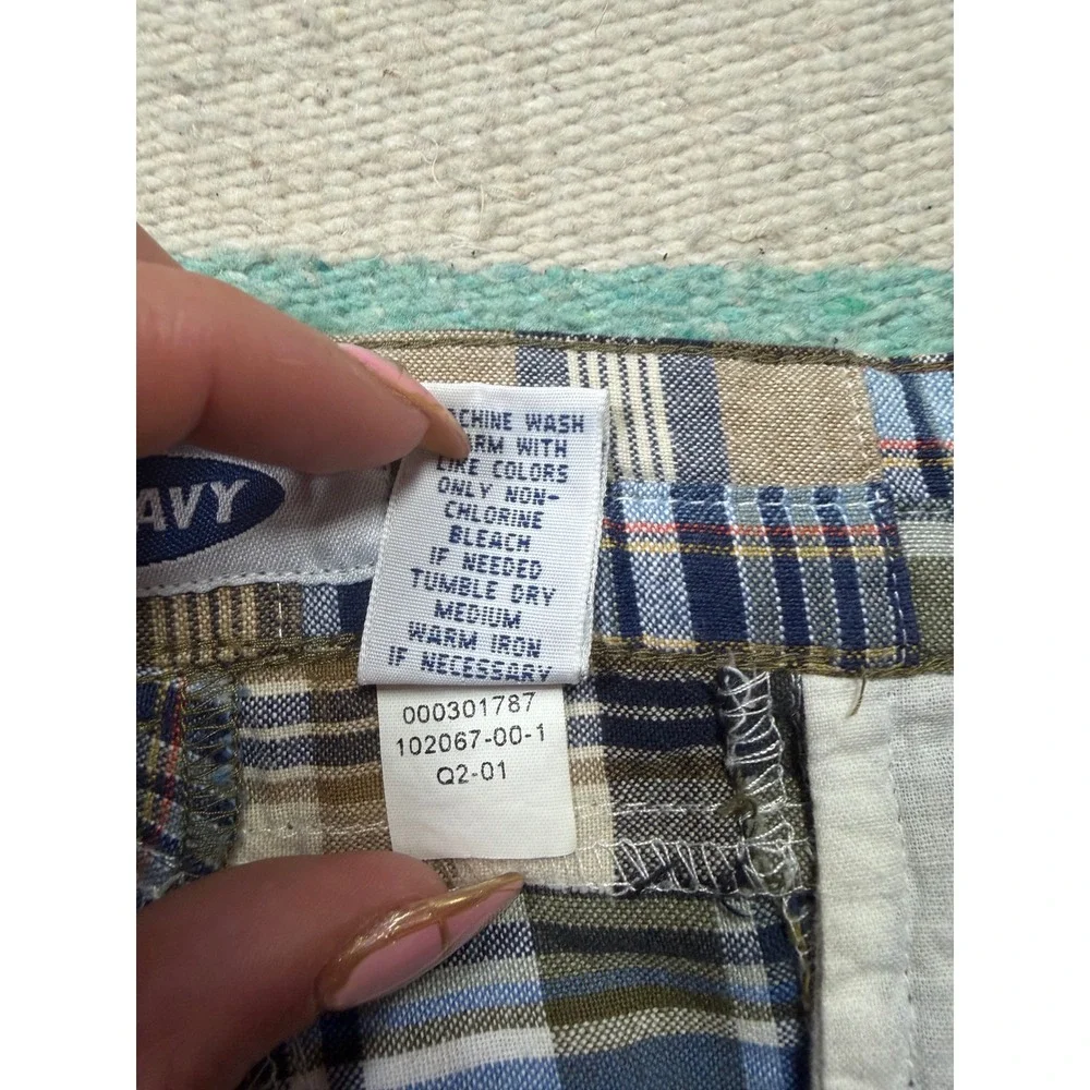 Y2K Old Navy Patchwork Madras Plaid‎ Shorts Men's 40 100% Cotton Preppy